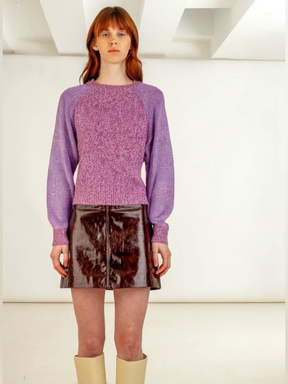 Happy Sheep Lavender Haze Knit - Cashmere Sweater with Shimmering Sleeves
